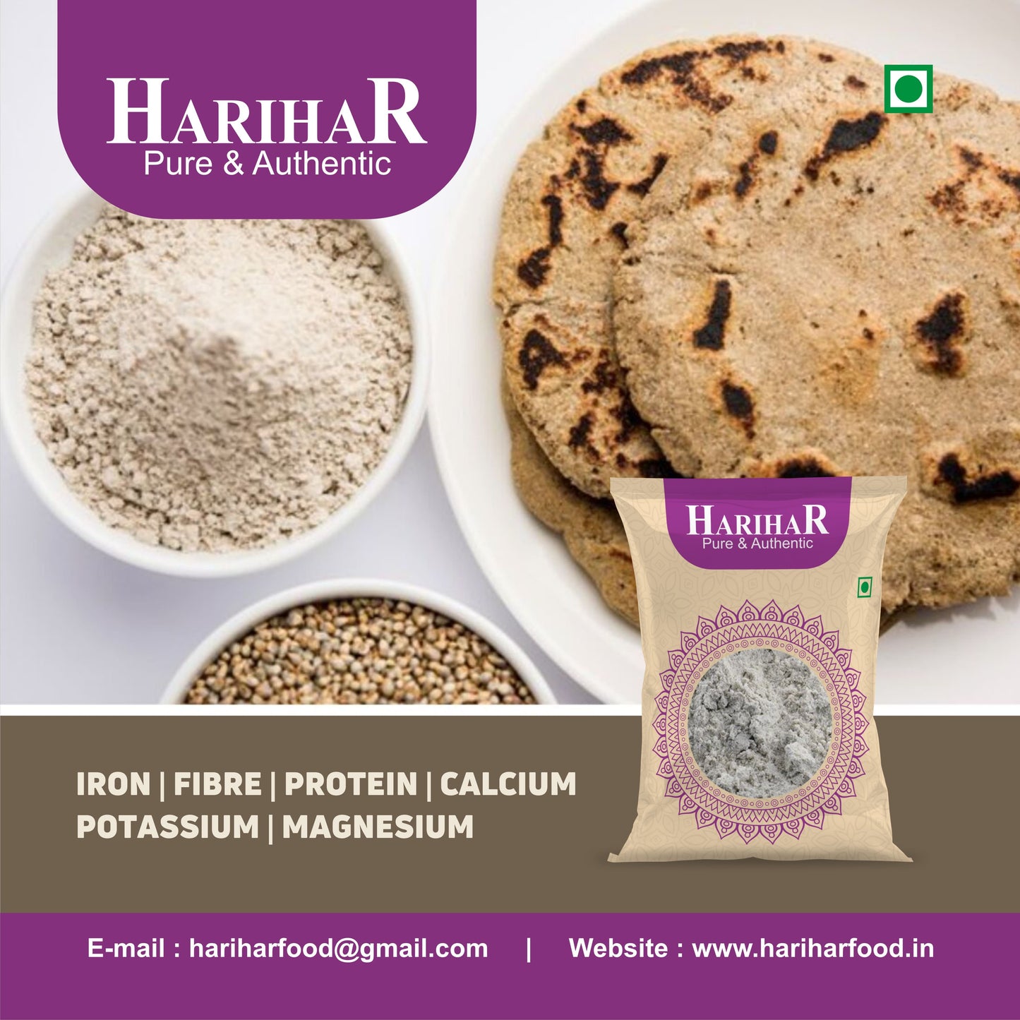 Fresh Gluten Free Bajra Atta | Pearl Millet Flour | 900 GM