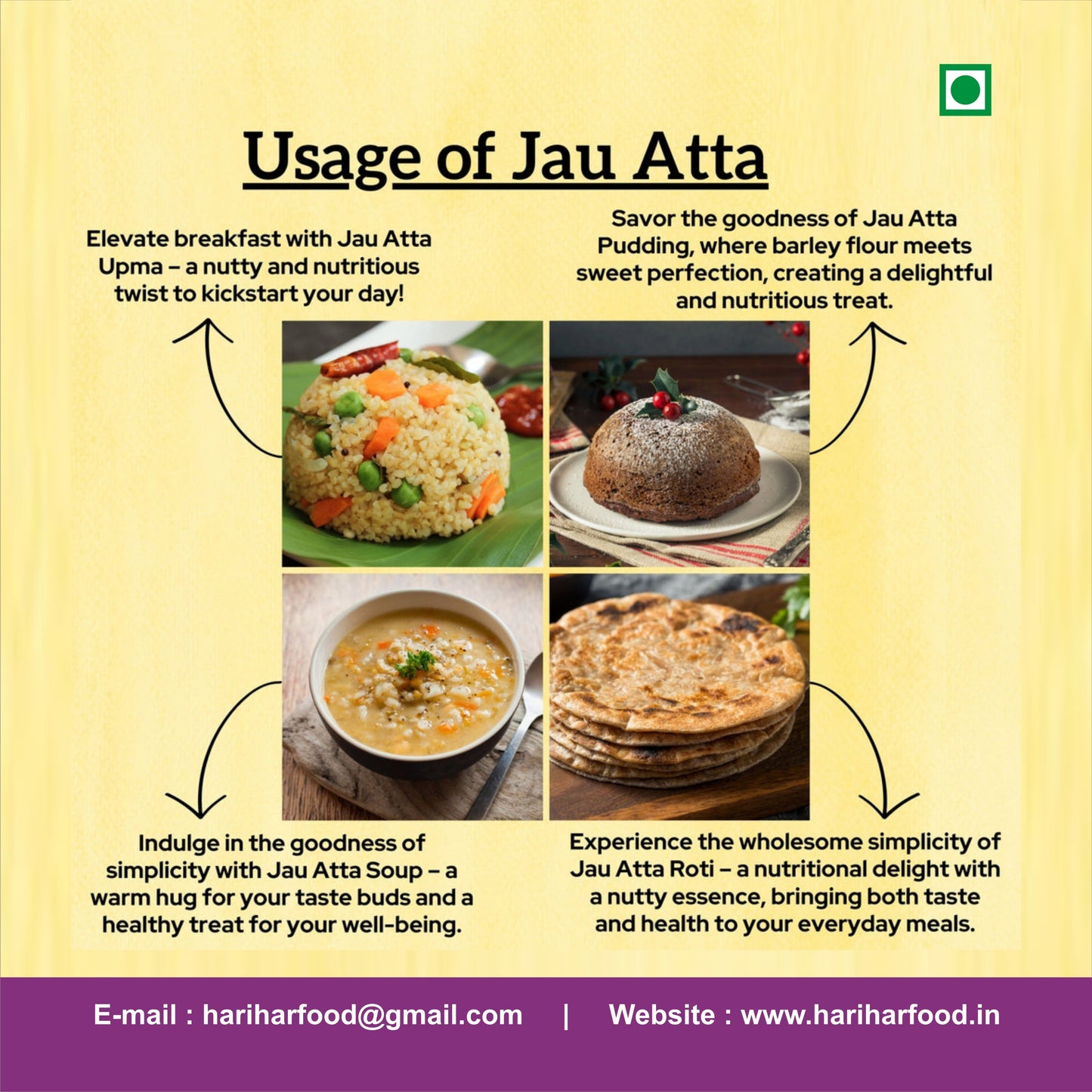 Fresh Gluten Free Jau Atta | Barley Flour | 900 GM