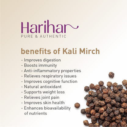 Harihar Fresh Sabut Kali Mirch| Black Pepper Whole | 250 GM