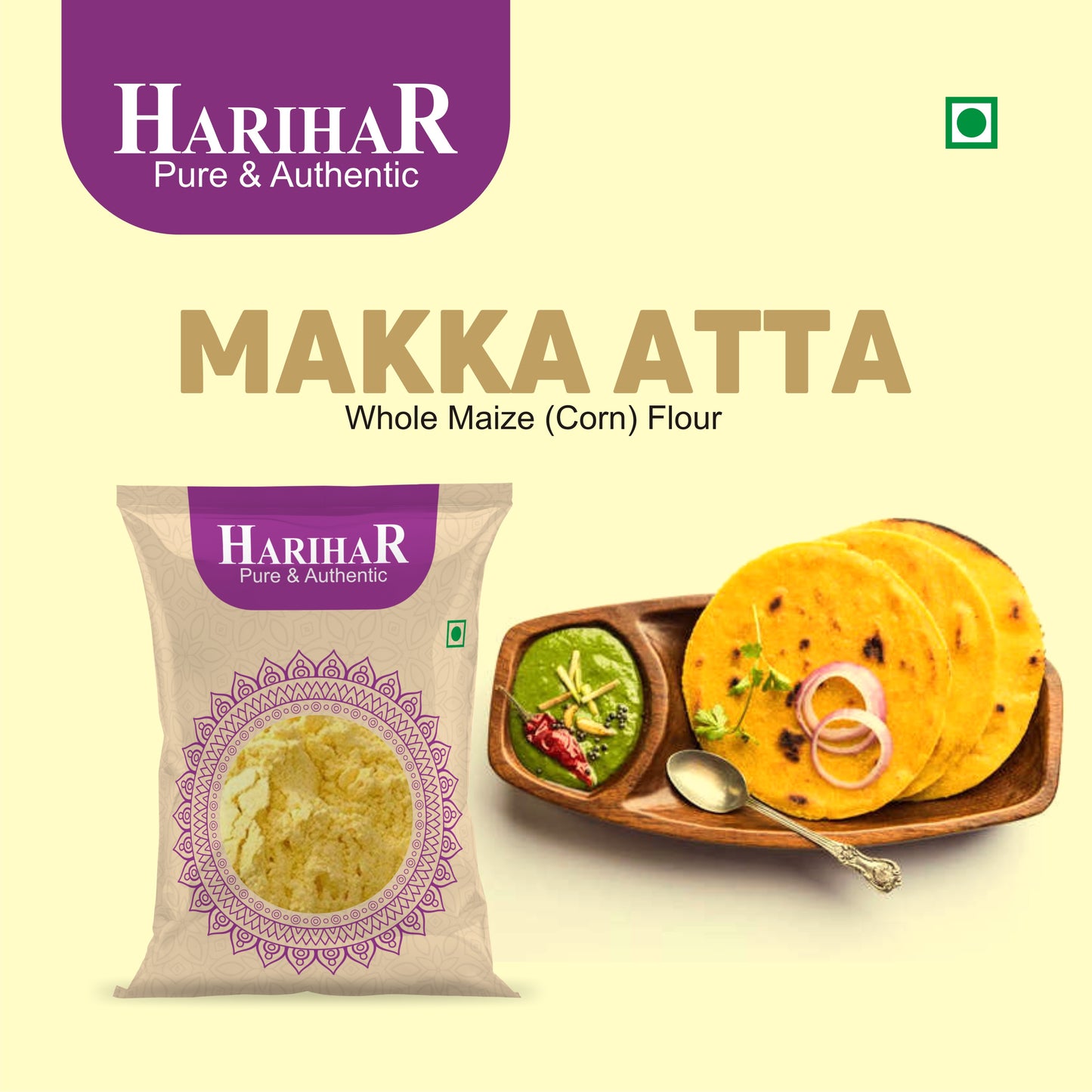 Fresh Gluten Free Makka Atta | Corn Flour | Maize Flour | 900 GM